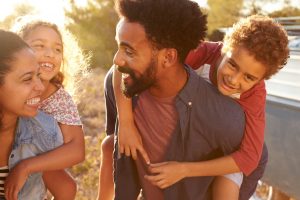 Family having fun with children